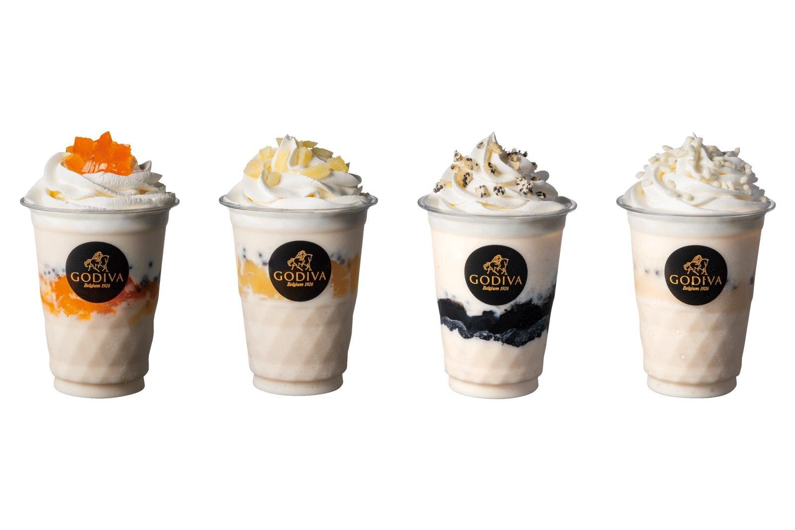 고디바 47 쇼콜릭서 스탠다드 사이즈 각 270ml 각 800엔 왼쪽부터) 홋카이도, 아오모리, 이와테, 아키타