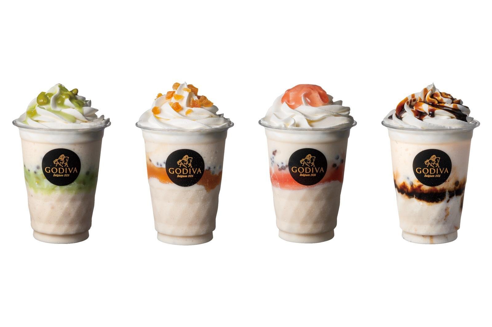 고디바 47 쇼콜릭서 스탠다드 사이즈 각 270ml 각 800엔 왼쪽부터) 미야기, 야마가타, 후쿠시마, 도쿄