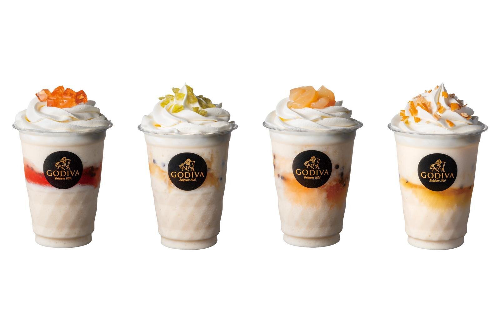 고디바 47 쇼콜릭서 스탠다드 사이즈 각 270ml 각 800엔 왼쪽부터) 도치기, 군마, 야마나시, 니가타